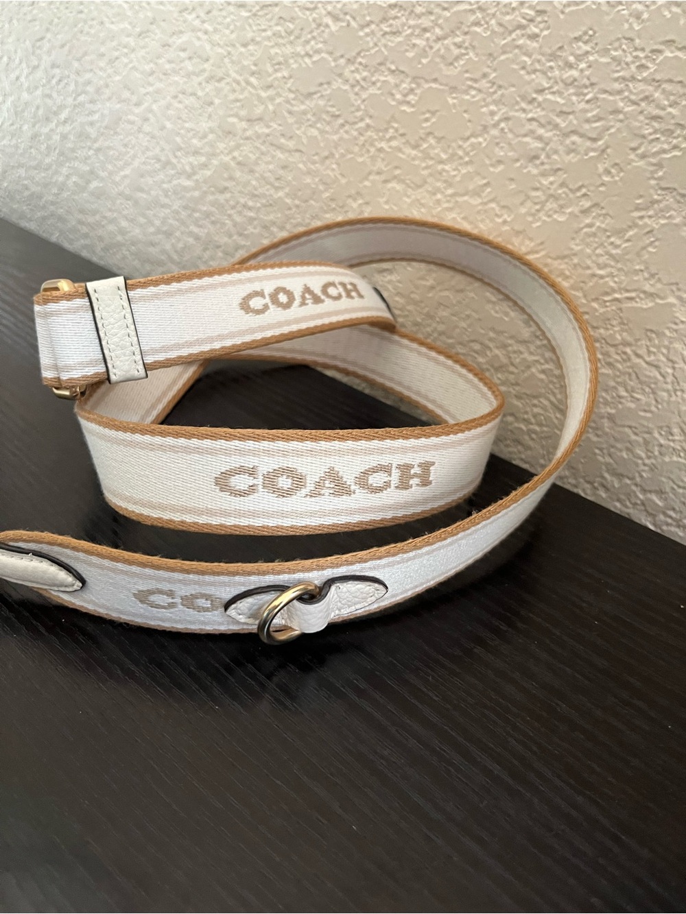 Coach White and Tan Canvas Logo Strap - Removable Bag Strap